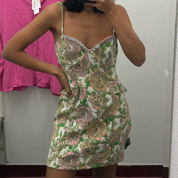 Zara JACQUARD DRESS WITH RHINESTONES - Picture 13 of 16